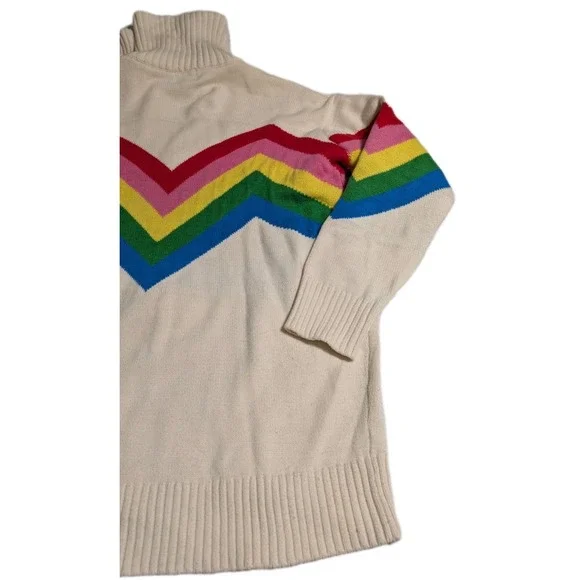 Show Me Your Mumu‎ Weston Rainbow Chevron Knit Sweater Half Zip Womens Medium - Picture 11 of 12